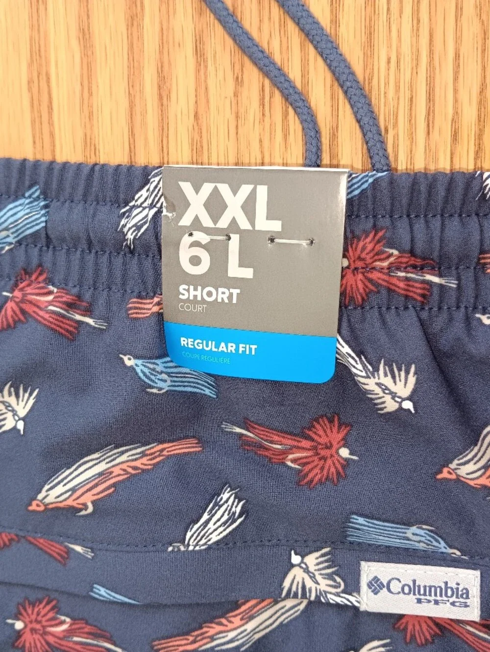Columbia PFG Men's Navy Shorts with Red, White & Blue Print - New. XXL